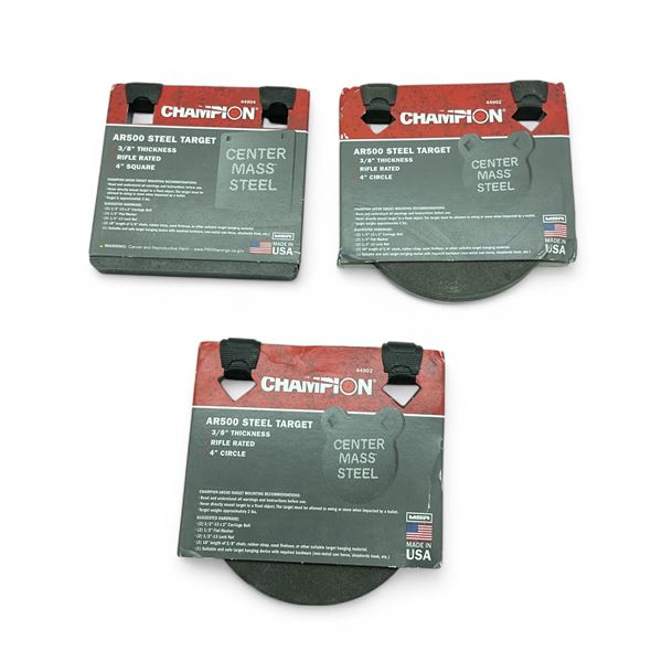 Champion AR500 Center Mass Steel Target, 4" x 3/8" Thick X 3 Qty