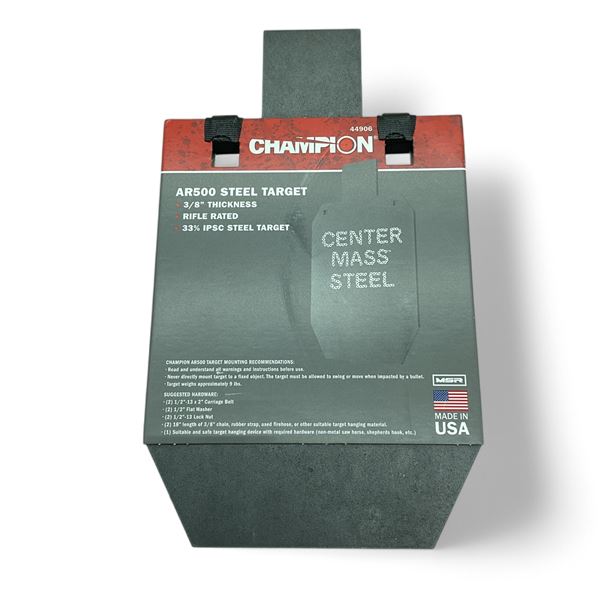 Champion AR500 Center Mass Steel Target, 5.75" x 10" x 3/8" Thick