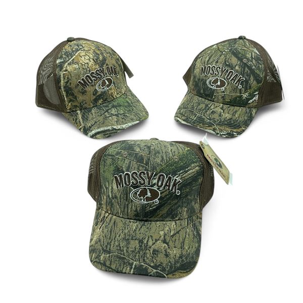 Mossy Oak Camo Hat, OSFM X 3 Qty