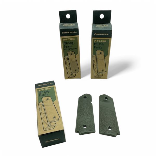 Magpul MOE 1911 Grip Panels, ODG X 2 Qty and Magpul MOE 1911 Grip Panels with TSP Texture X 1 Qty