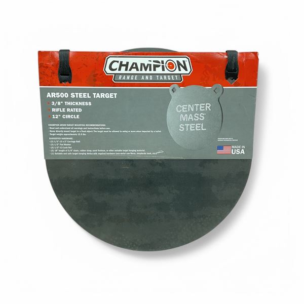 Champion AR500 Center Mass Steel Target, 12" Circle x 3/8" Thick
