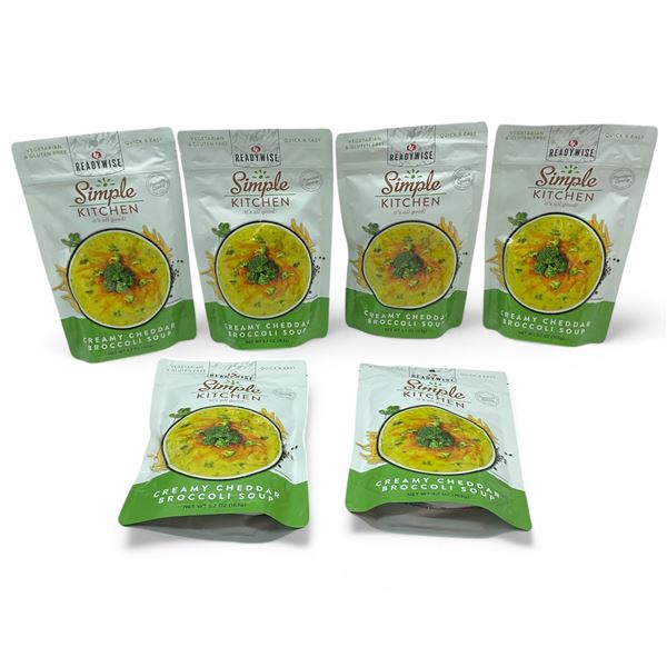 Ready Wise Simple Kitchen Cheddar Broccoli Soup, 5.7 oz Bag X 6 Qty