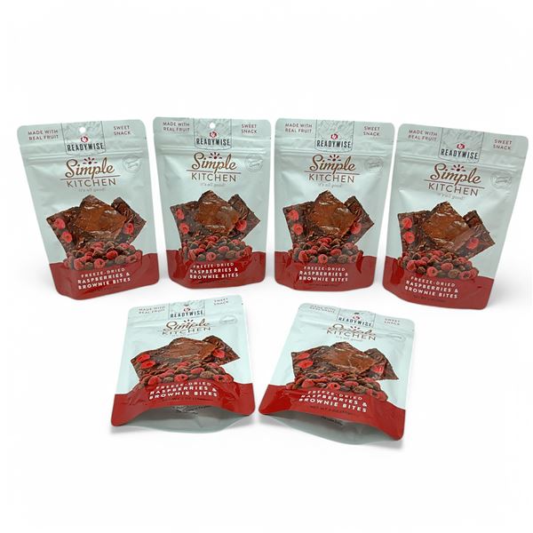 Ready Wise Simple Kitchen Freeze Dried Raspberries and Brownie Bites, 2 oz Bag X 6 Qty