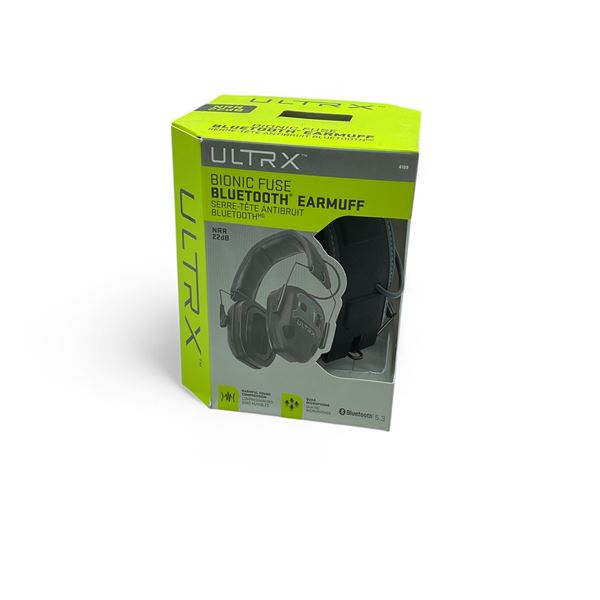 Ultrx Bionic Fuse Electronic Bluetooth Earmuff, NRR 22 dB, Midnight Grey Color