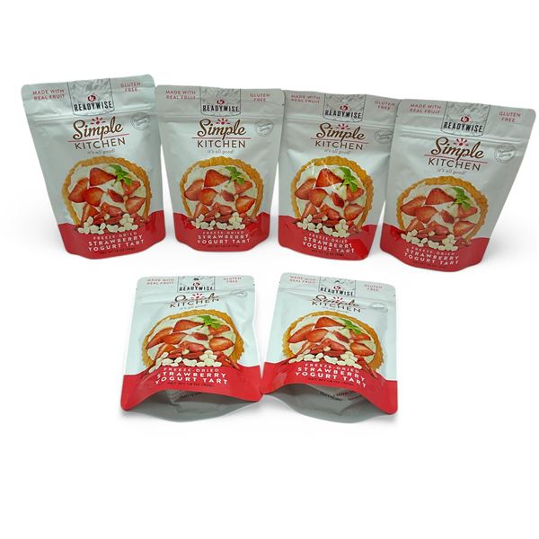 Ready Wise Simple Kitchen Freeze Dried Strawberry Yogurt Tart, 1.8 oz Bag X 6 Qty