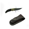 Image 2 : Hand Forged Damascus Folding 3.5" Blade Knife with Leather Pouch, New