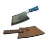 Image 1 : Hand Forged Damascus Fixed 7.5" Blade Cleaver with Leather Sheath, New