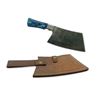 Image 2 : Hand Forged Damascus Fixed 7.5" Blade Cleaver with Leather Sheath, New