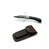Image 1 : Folding 3" Damascus Blade Pocket Knife with Leather Sheath