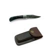 Image 2 : Folding 3" Damascus Blade Pocket Knife with Leather Sheath