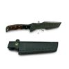 Image 2 : Fixed 6 1/2" Damascus Blade Knife with Leather Belt Sheath