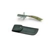 Image 1 : Folding Damascus Razor Blade with Bone Handle and Leather Belt Sheath