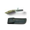 Image 2 : Folding Damascus Razor Blade with Bone Handle and Leather Belt Sheath