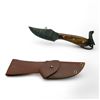 Image 2 : Fixed 3 1/2" Damascus Blade Knife with Leather Belt Sheath