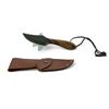 Image 1 : Fixed 3 1/2" Damascus Blade Knife with Leather Belt Sheath