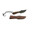 Image 2 : Fixed 3 1/2" Damascus Blade Knife with Leather Belt Sheath