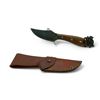 Image 1 : Fixed 3 1/2" Damascus Blade Knife with Leather Belt Sheath