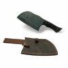 Image 2 : Fixed 7" Damascus Blade Cleaver with Leather Sheath