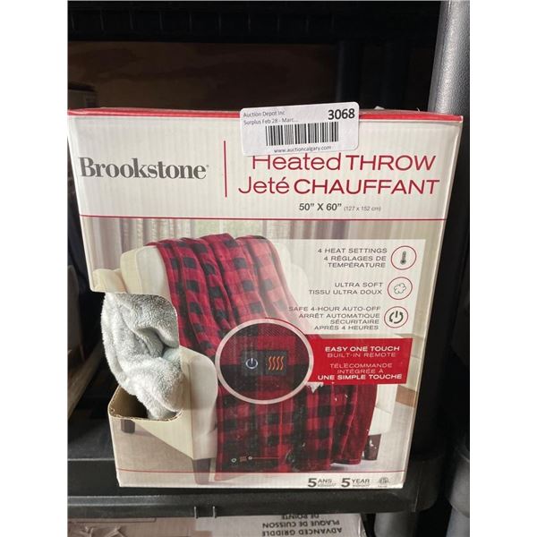 Brookstone Heated Throw Plaid 50 x 60 Inches with Remote