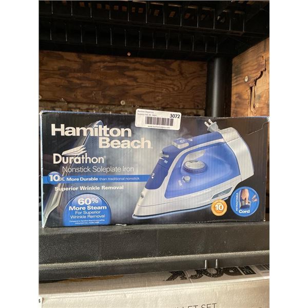 Hamilton Beach Durathon Nonstick Soleplate Iron With 10x Durability