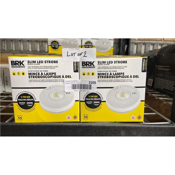 Lot of 2 BRK Model 780SBCA Slim LED Strobe Smoke Alarms