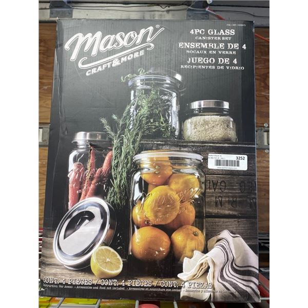 Mason Craft & More 4-Piece Glass Canister Storage Set with Lids