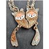 Image 1 : Dual Fox Best Friends Pendant Necklace with Detachable Design and Chain