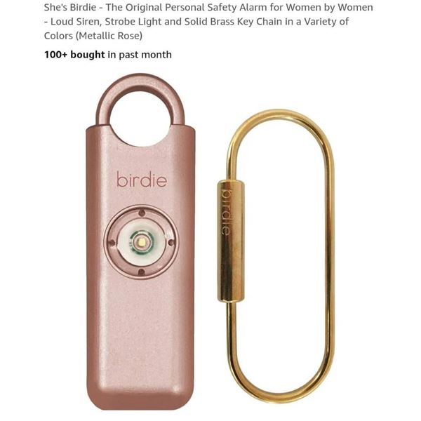 She’s Birdie Personal Safety Alarm with Siren and Strobe Light – Metallic Rose