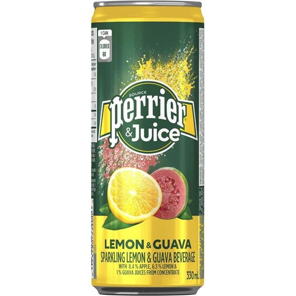 Perrier and Juice Lemon and Guava Sparkling Beverage 6 x 330ml Cans