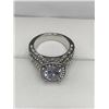 Image 4 : .925 Silver Ring with 1.25 Carat Cushion Cut Solitaire and triple  Accented Band