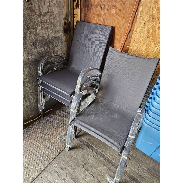 StyleWell Stacking Sling Chair Set with Graphite Finish and Fabric