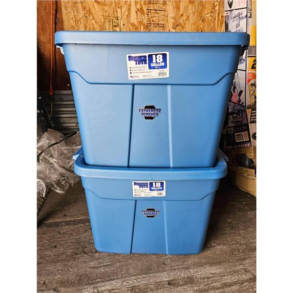 Rugged Tote 18 Gallon Blue Storage Bins – Set of Two