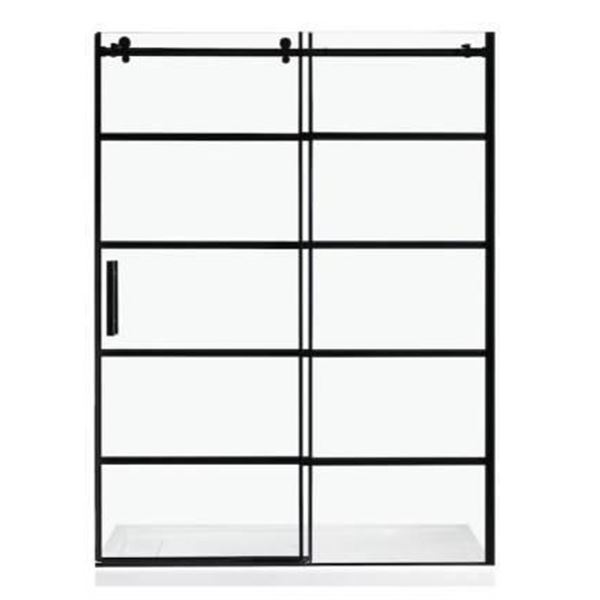Landon & Co. 60-in x 78.75-in Frameless Sliding Shower Door with Towel Bar