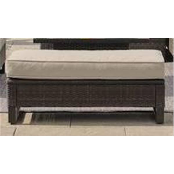 Landon & Co. Dark Brown Rattan Bench with Tan Cushion – Dimensions 47.24 x 18.9 x 13.38 Inc