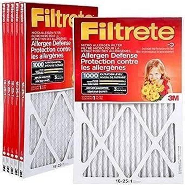 Filtrete 9801DC-6C Micro Allergen Defense 16x25x1 Air Filters by 3M- 6 pack
