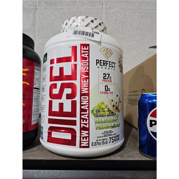 Perfect Sports Diesel New Zealand Whey Isolate 2.7kg (75 Servings) Honeydew Melon Milk Tea Boba Flav
