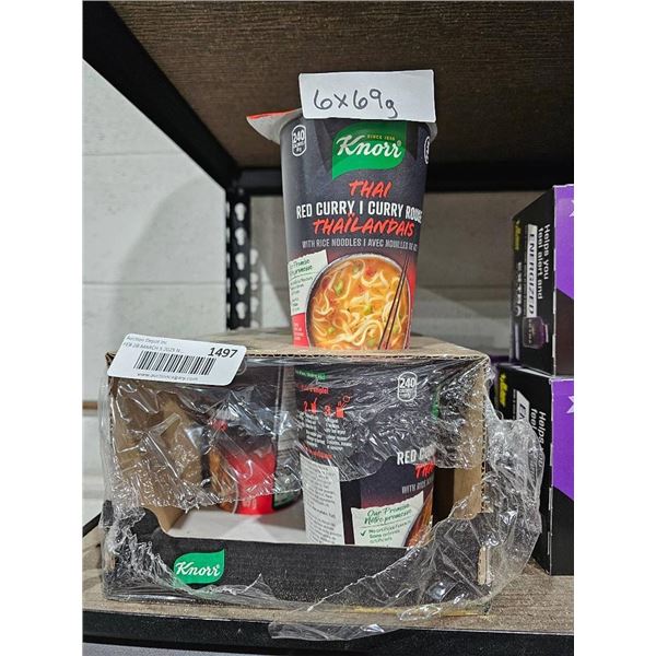 Knorr Thai Red Curry Instant Noodle Cups 6x69g