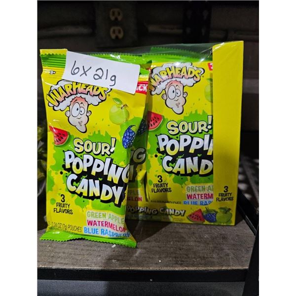 Warheads Sour Popping Candy 6-Pack – 3 Fruity Flavors, 21g Each