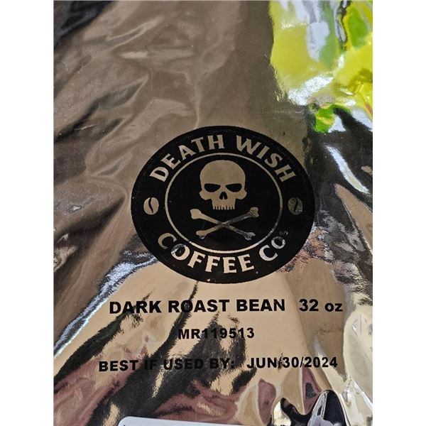Death Wish Coffee Co Dark Roast Whole Bean 32 oz Lot of 2