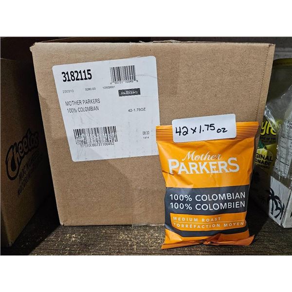Mother Parkers 100 Percent Colombian Medium Roast Coffee 42 x 1.75 oz