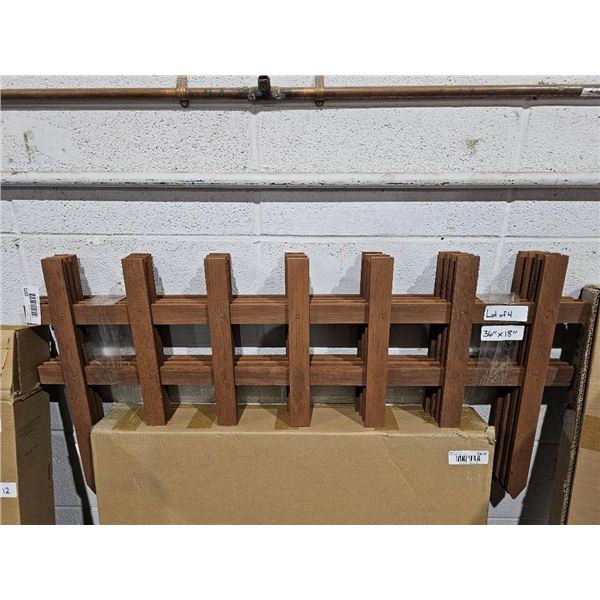 Lot of 4 Wooden Trellis Garden Fence Panels, 36 x 18 Inches