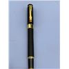 Image 1 : Black and Gold Fountain Pen with Textured Barrel and Lion Clip