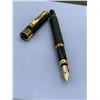 Image 4 : Black and Gold Fountain Pen with Textured Barrel and Lion Clip