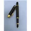 Image 5 : Black and Gold Fountain Pen with Textured Barrel and Lion Clip
