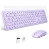 Image 1 : Wireless Keyboard and Mouse, XTREMTEC Cute Keyboard Retro Round Keycap – 2.4GHz Ultra-Slim 