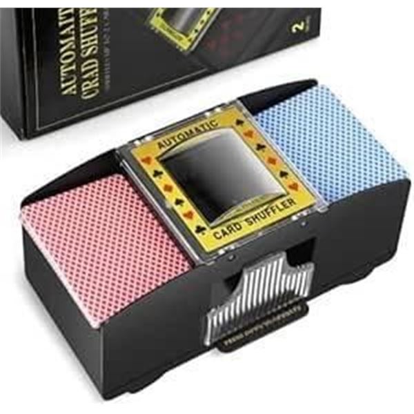 Automatic Card Shuffler for Two Decks, Battery-Operated