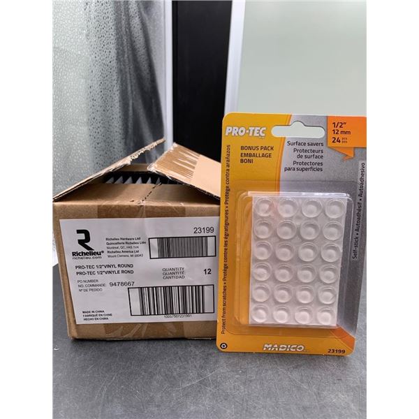 Pro-Tec 1/2 Inch Vinyl Round Surface Savers, 24 Pieces Per Pack, Model 23199 x 12