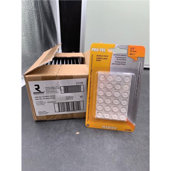 Pro-Tec 1/2 Inch Vinyl Round Surface Savers, 24 Pieces Per Pack, Model 23199 x 12