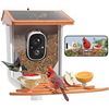 Image 1 : Bird Feeder with Camera, 1296P HD AI Identify Smart Bird Feeder Solar Powered, Auto Capture Bird Vid