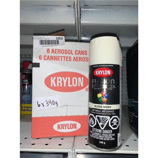 Krylon Fusion All-In-One Gloss Ivory Spray Paint 340g – Lot of 6